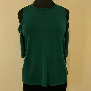 Emerald green cold shoulder blouse